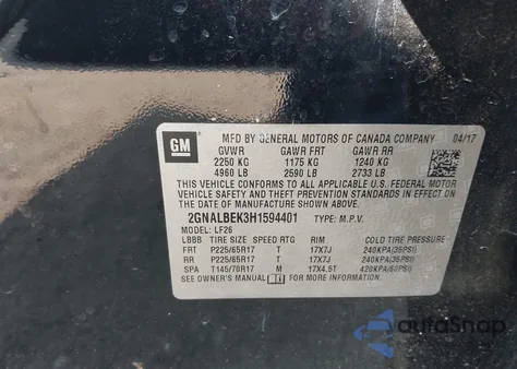 2017 Chevrolet Equinox Ls z USA, uszkodzony, nr VIN 2GNALBEK3H1594401